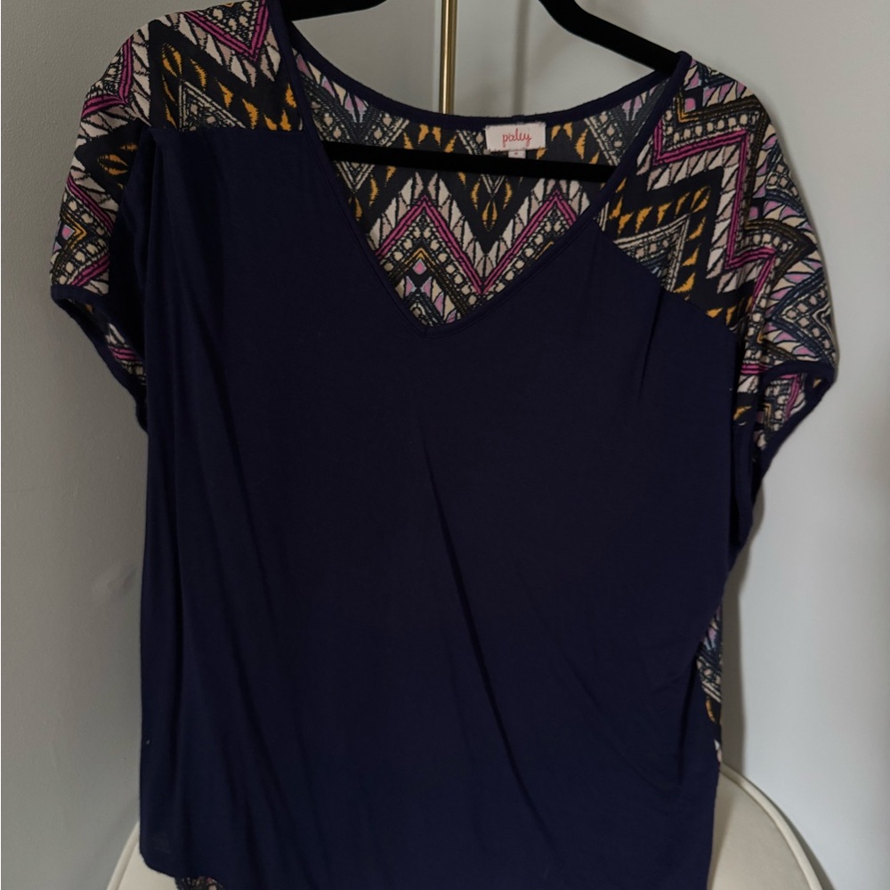 Pixley Navy and Geometric Women's Tee